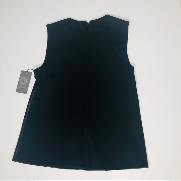 Vince Camuto Black Faux Leather Sleeveless Shell s - Picture 4 of 8